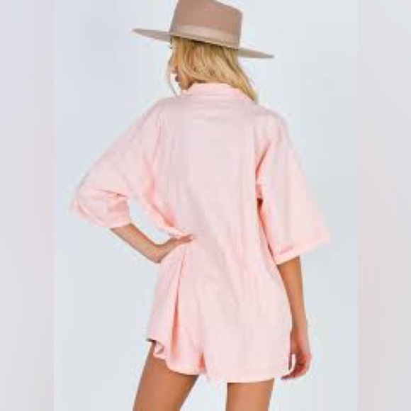 Princess Polly,Womens Oversized Sinclair Romper,Pink-Salmon Linen Blend,Size 4, - Picture 4 of 16